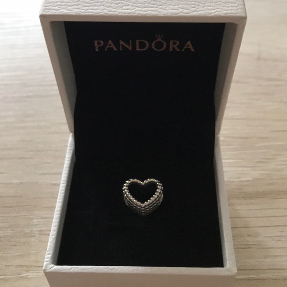Pandora Jewelry - Pandora Beaded Heart Charm - Sterling Silver Pandora Jewelry - Pandora Beaded Heart Charm - Sterling Silver